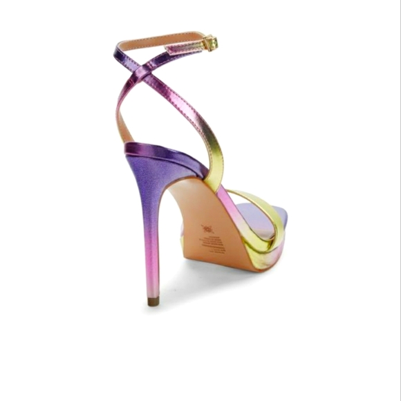 NWT Rainbow Metallic Heeled Sandals Holo Shimmer Rainbow Heels Stilettos - Picture 4 of 15